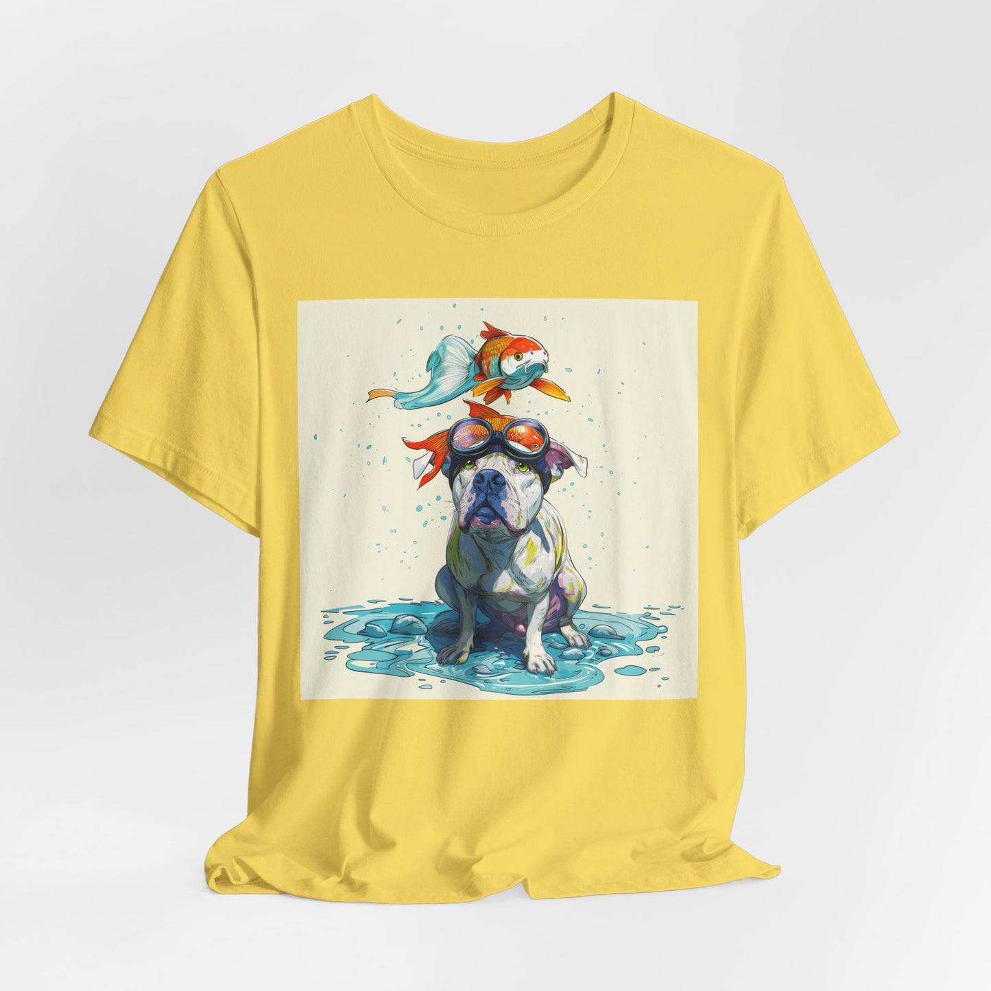 Silly Pitbull with Koi Fish
