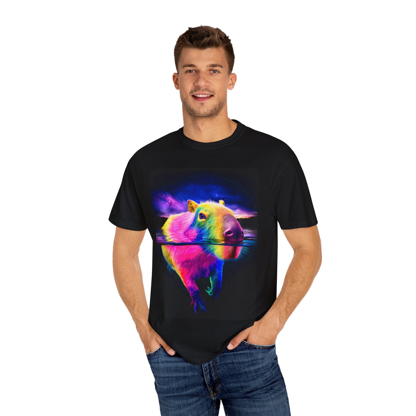 Trippy Rainbow Capybara Tee Shirt