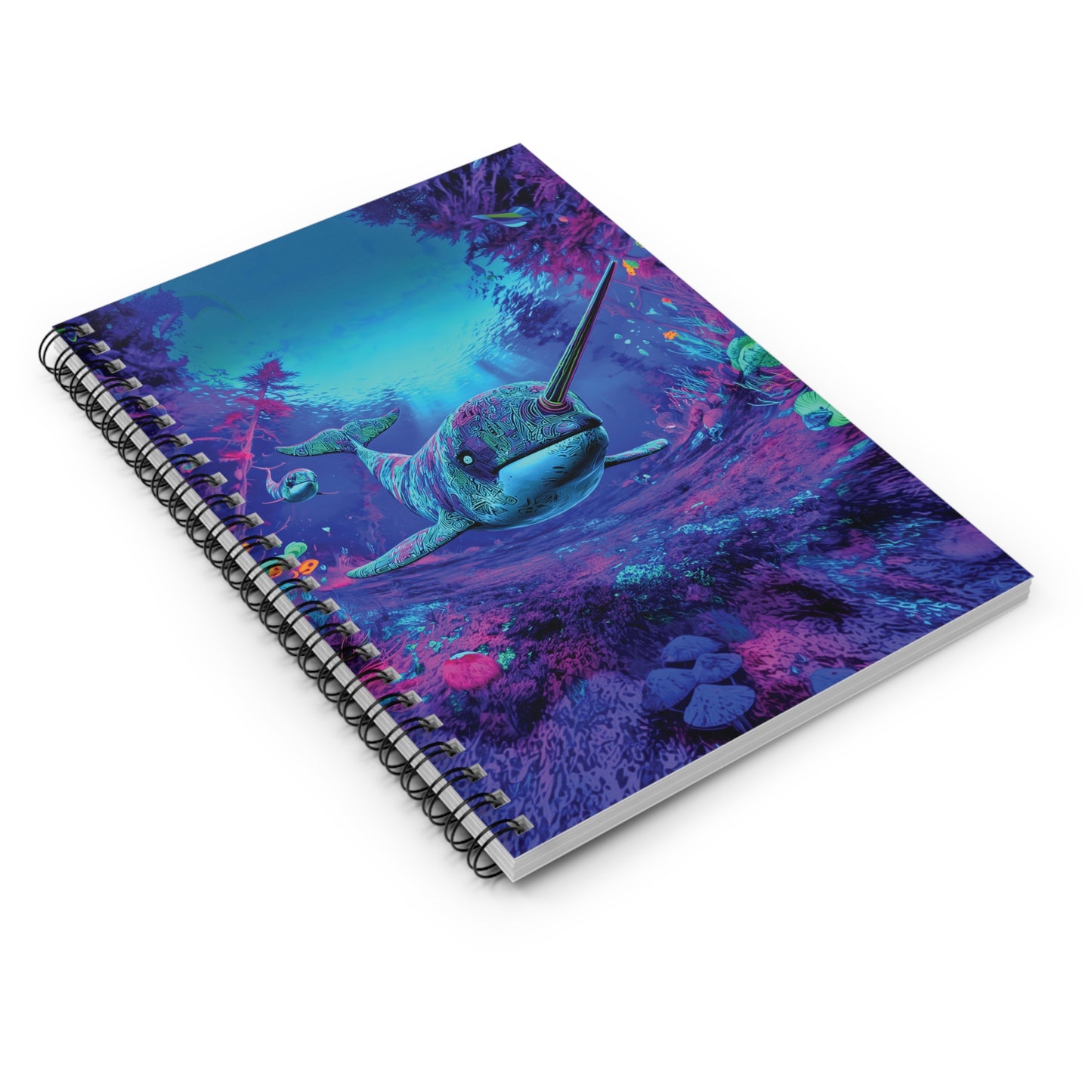Trippy Narwhal Spiral Notebook – Mystic Purple