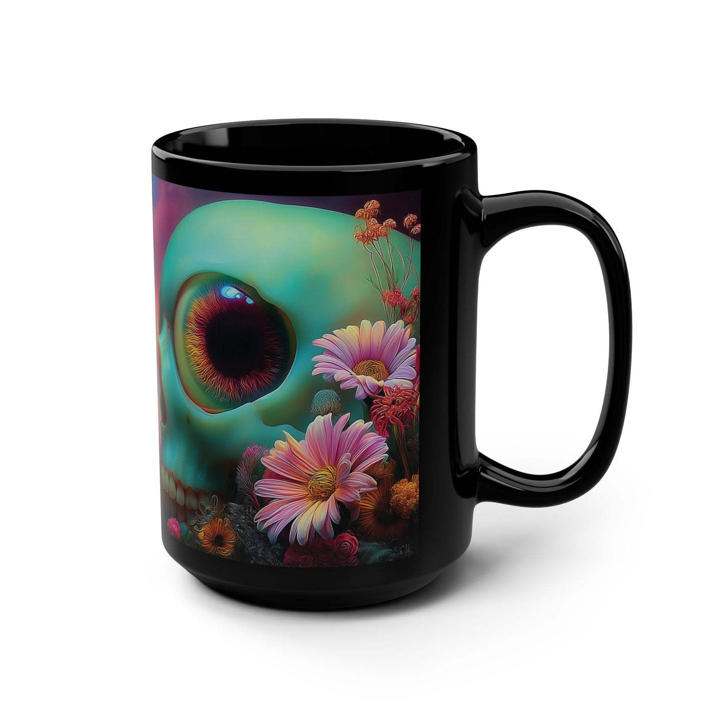 Trippy Skulls with Flowers Mug