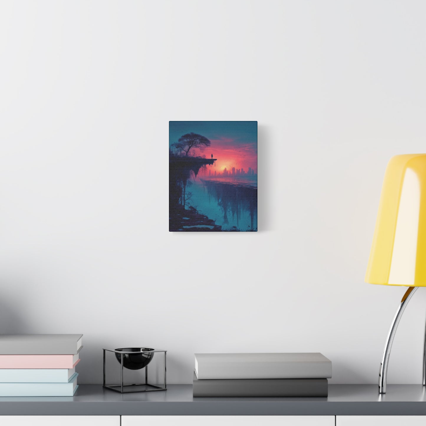 Surreal Rift and Cityscape Canvas – Atmospheric Isolation Wall Art