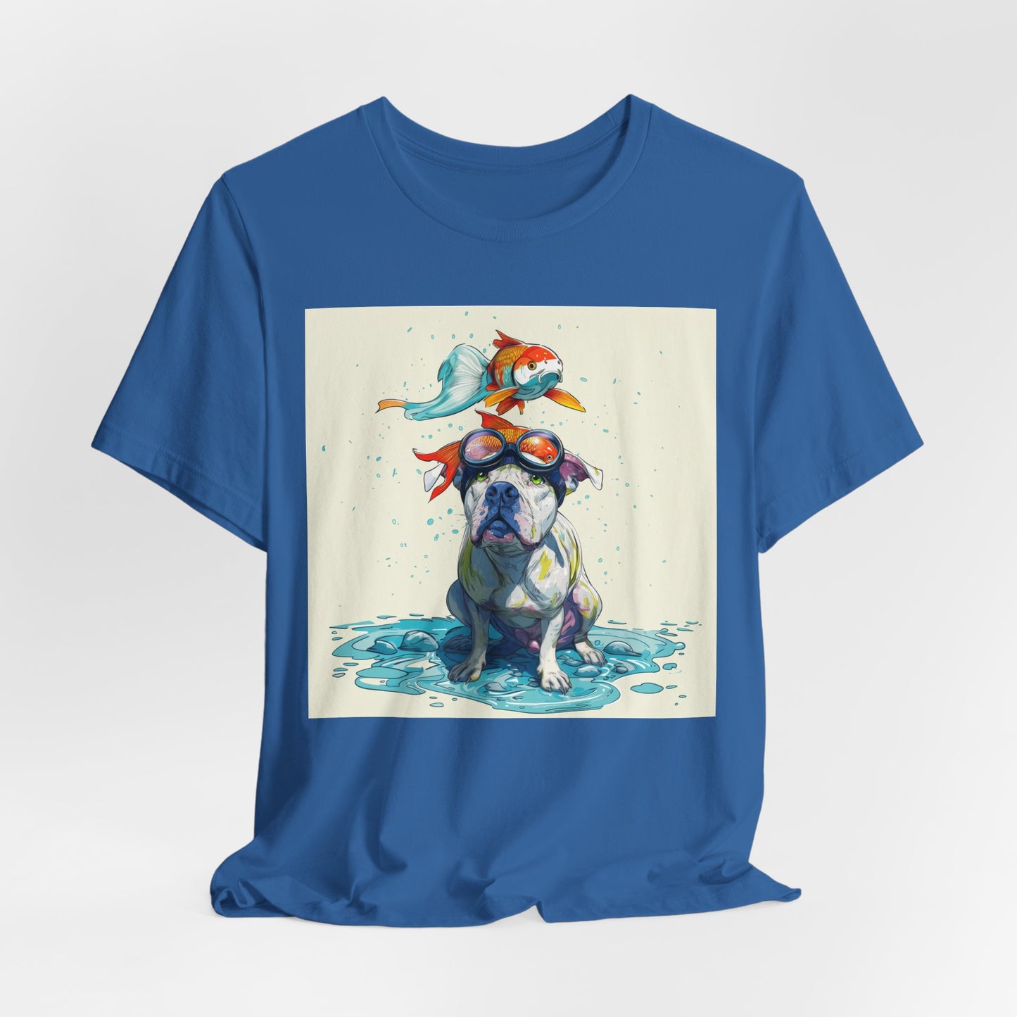 Silly Pitbull with Koi Fish