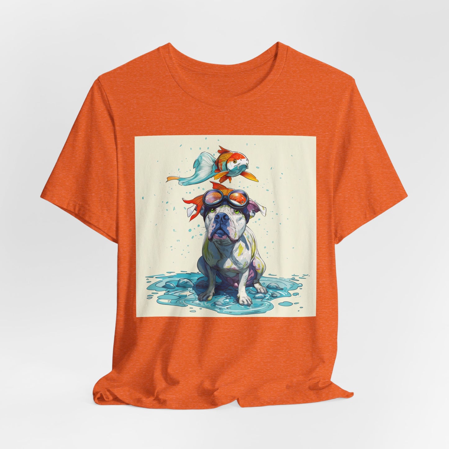 Silly Pitbull with Koi Fish