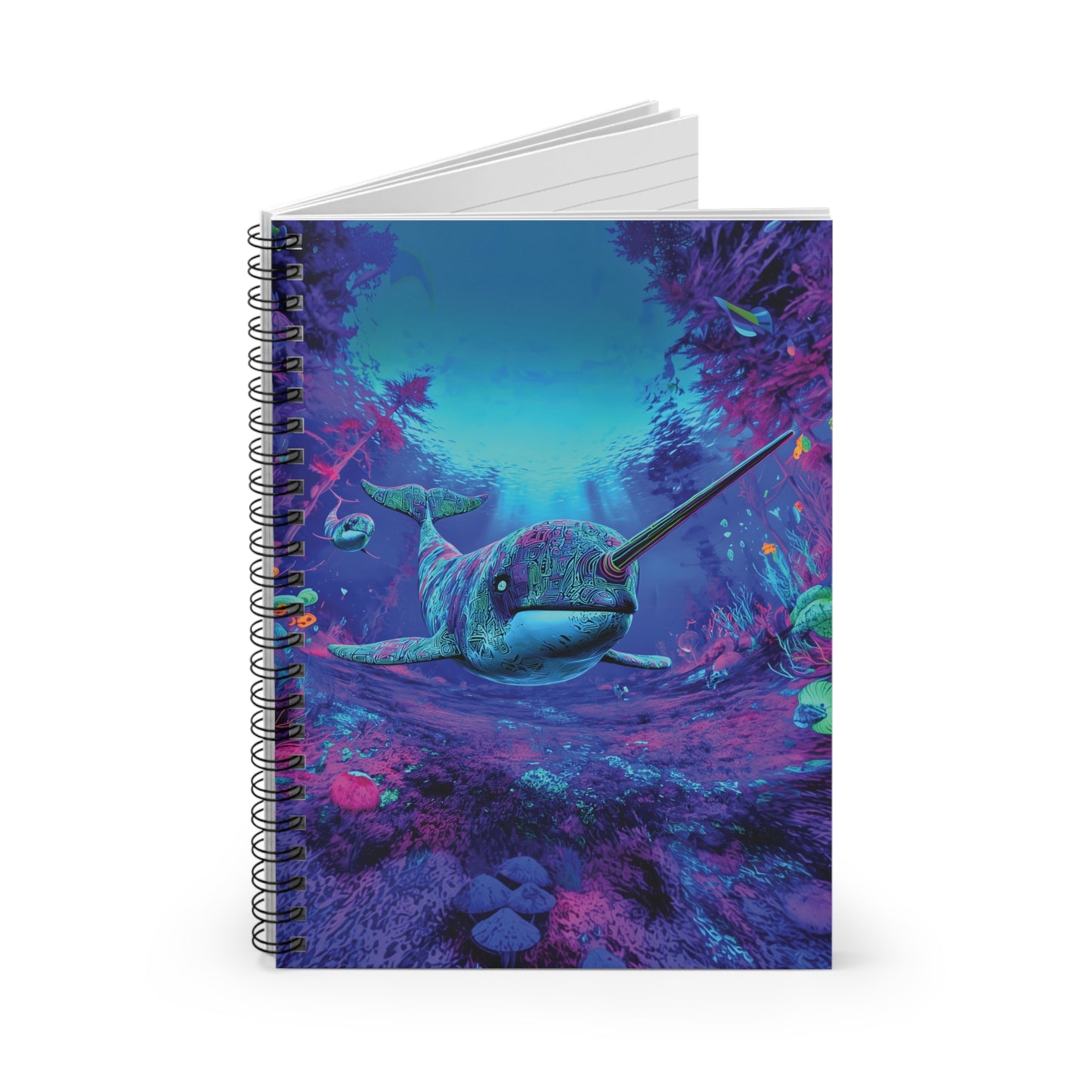 Trippy Narwhal Spiral Notebook – Mystic Purple