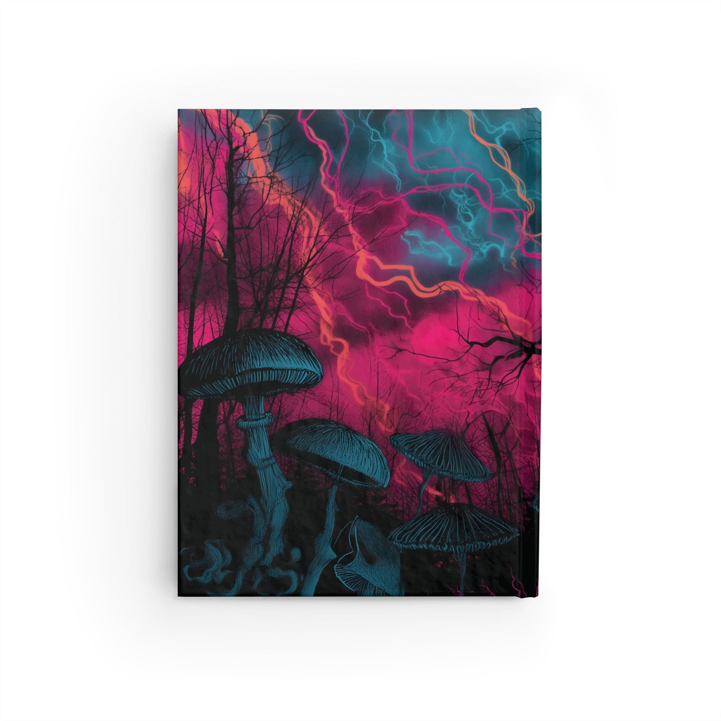 Gothic Trippy Eye & Skulls Hardcover Notebook – Dark Red & Black, Mushrooms Illustration