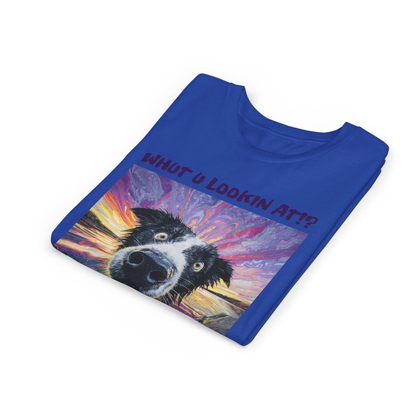 Whut U Lookin At!? Goofy Border Collie Sarcastic Youth Short Sleeve Tee