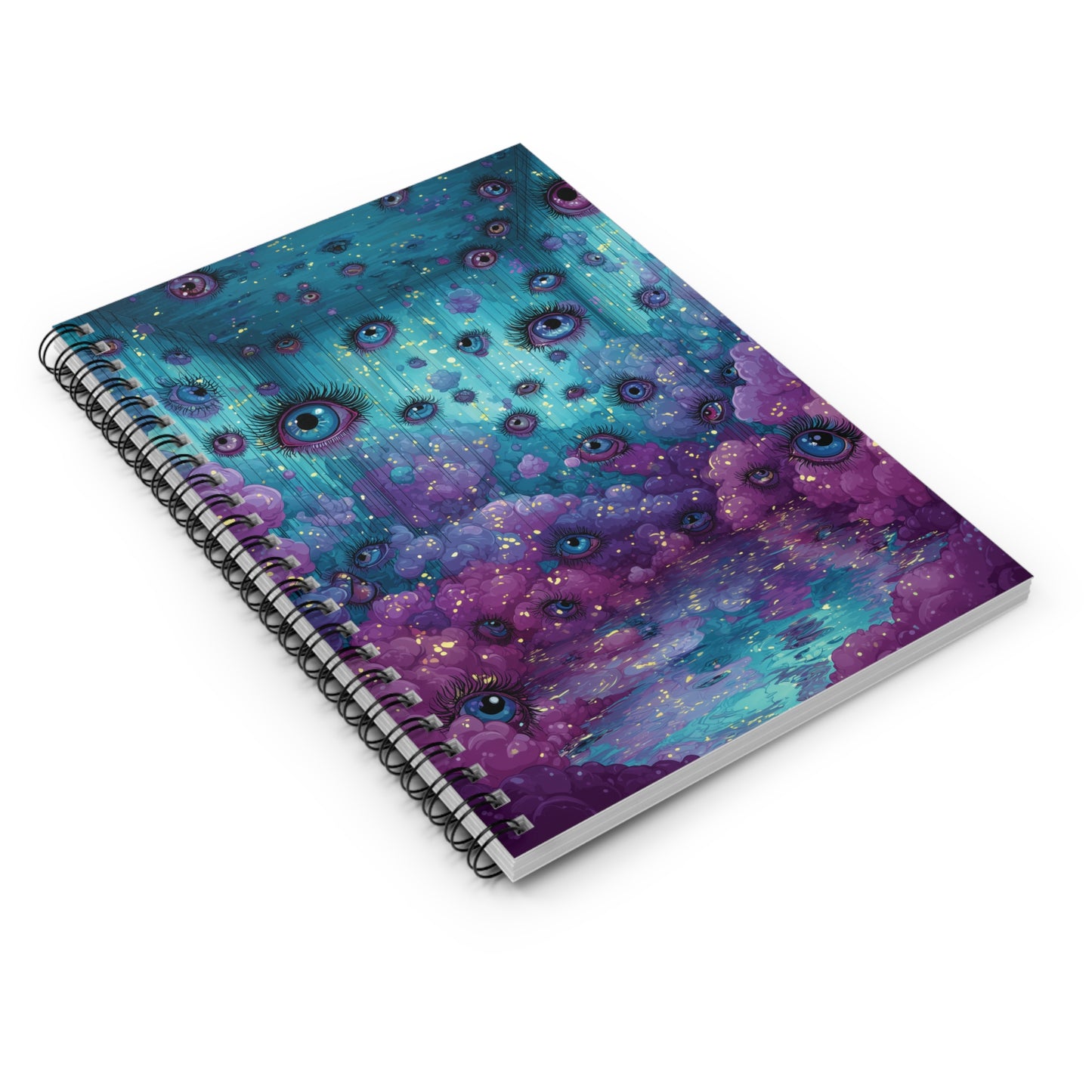 Surreal Hanging Eyes Spiral Notebook – Vivid Pastel Colors, Purple Clouds, Peaceful Dream Journal