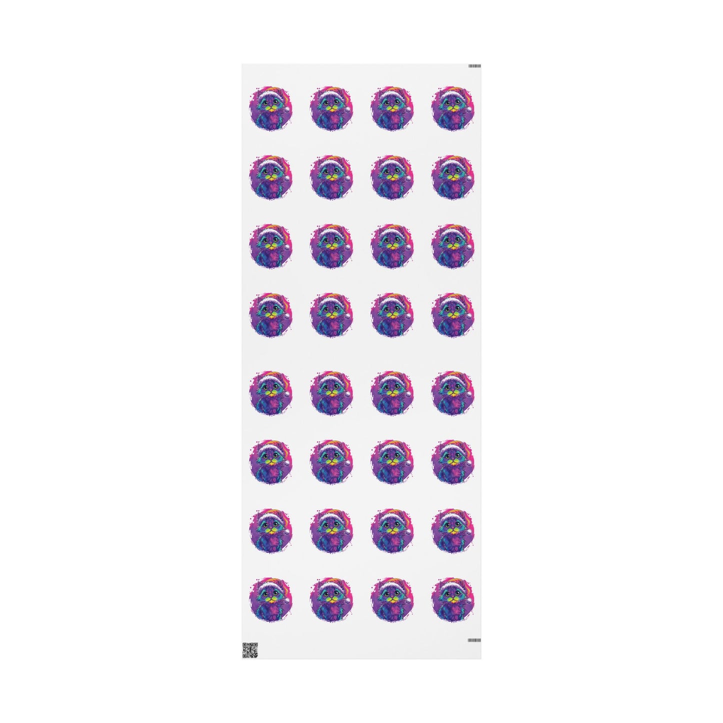 Christmas Wrapping Paper – Cute Kitten in Santa Hat, Colorful Holiday Gift Wrap