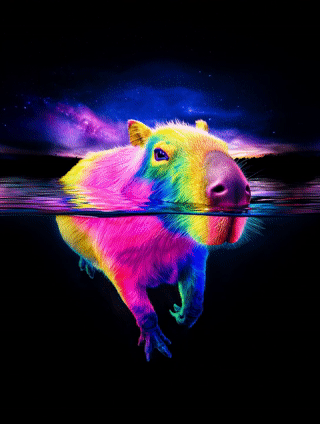 floating capybara animated gif
