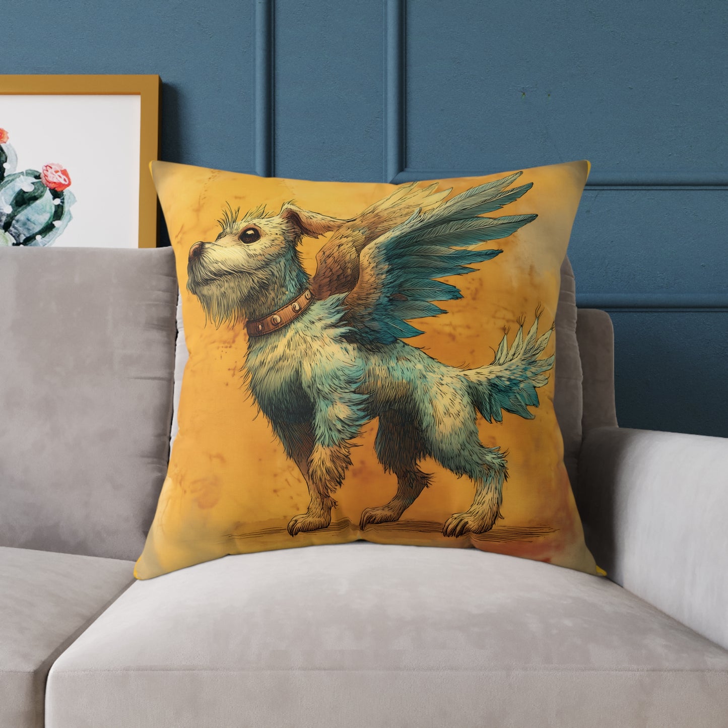 White Terrier with Angel Wings – Pet Loss Tribute - Memorial Pillow