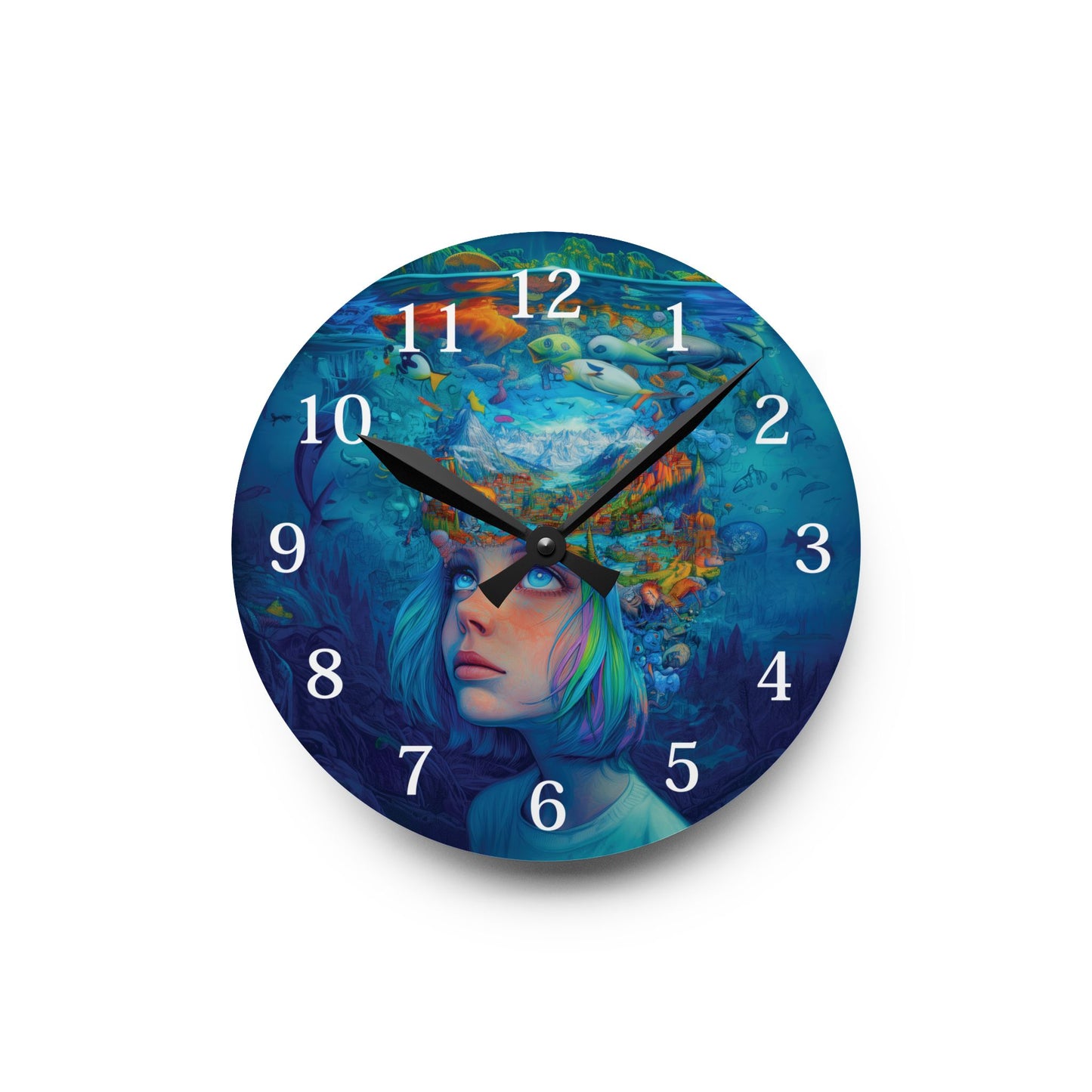 Ethereal Ocean Dreamer Wall Clock - Surreal Underwater Fantasy Art