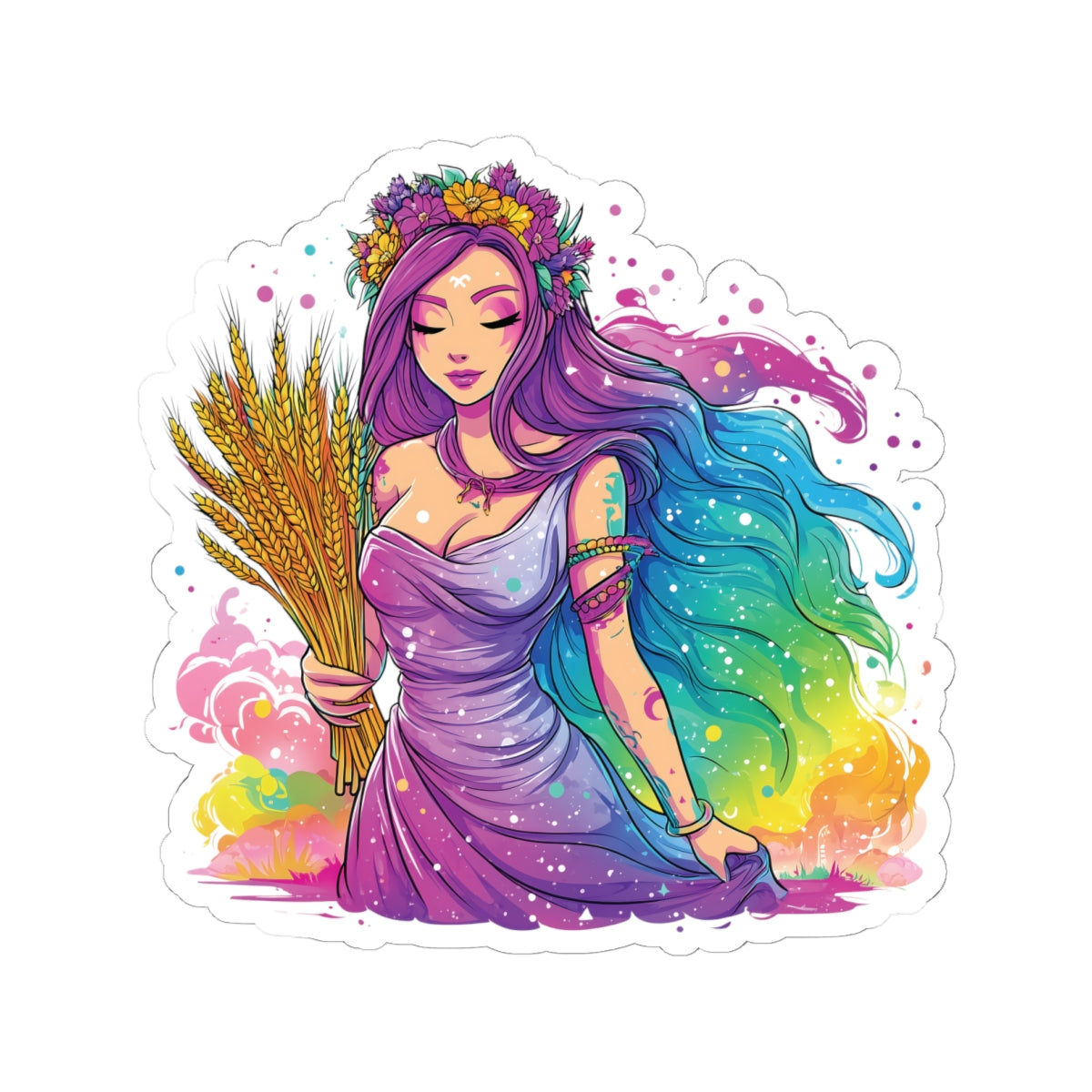 Virgo Maiden Babe with Wheat - Zodiac Stickers