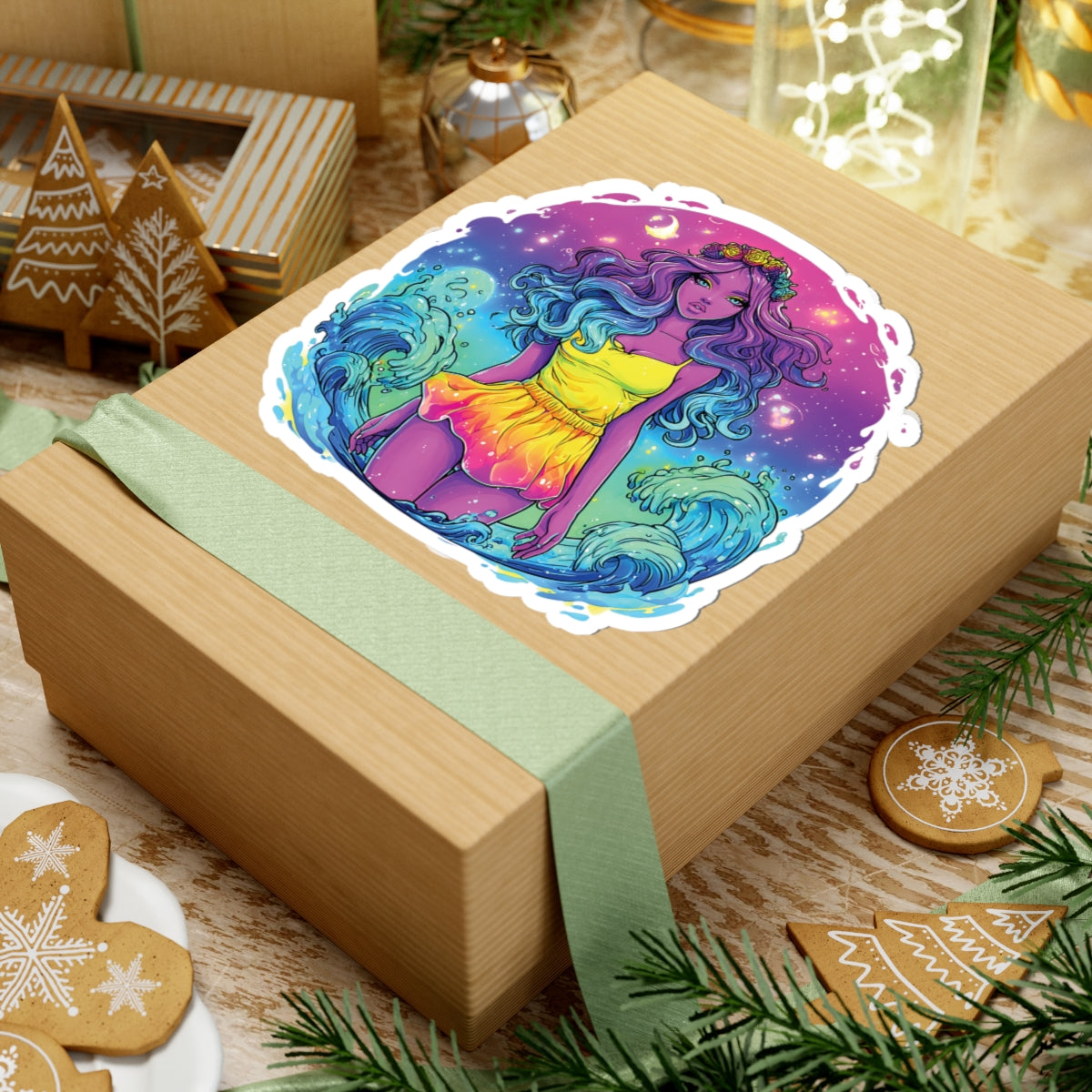 Aquarius Sticker – Colorful Water Bearer Zodiac Art