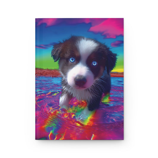 Adorable Puppy in the Sea Notebook – Magical Rainbow Tones, Blue Eyes, Cute Dog Journal