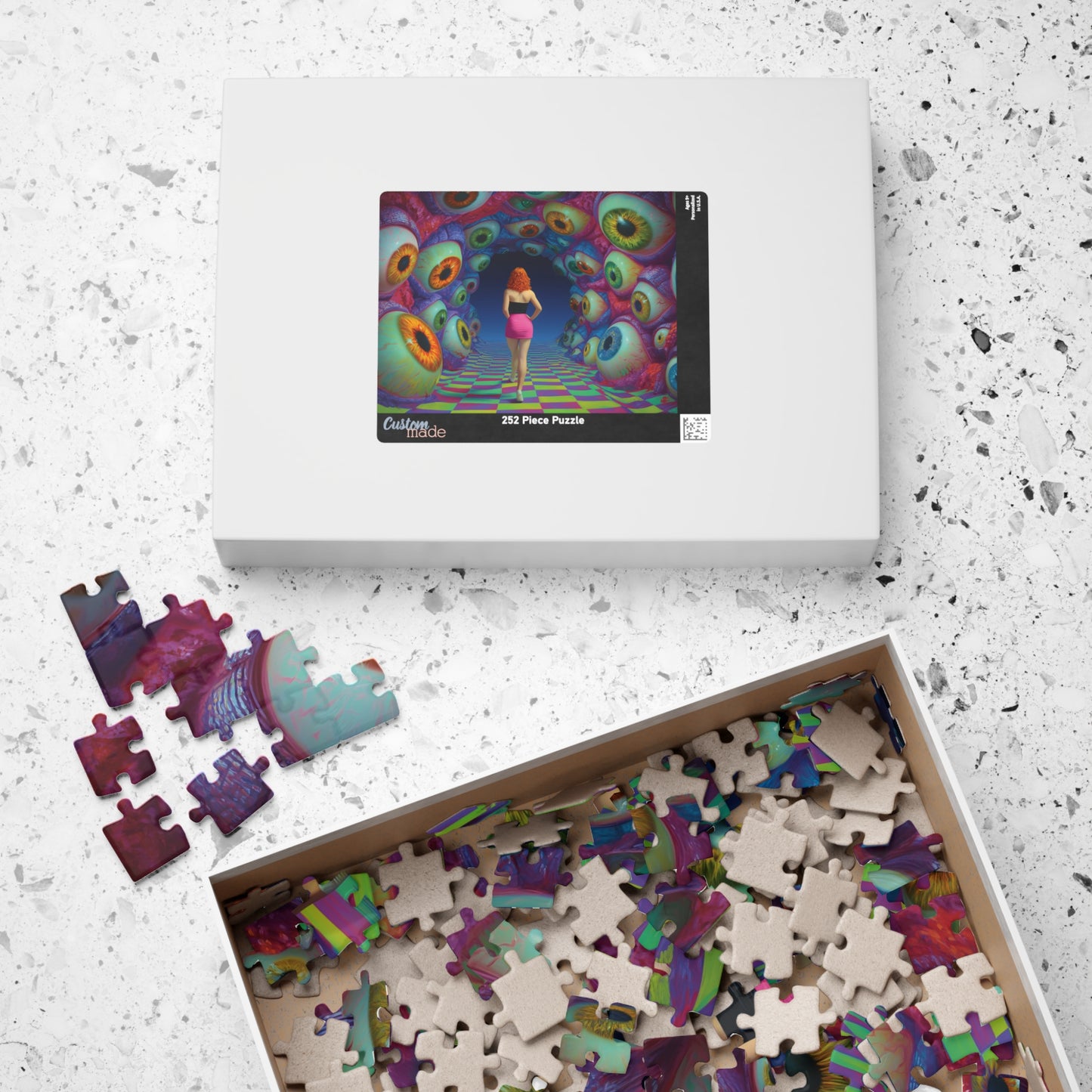 Surreal Eyescape Puzzle – Redheaded Muse in Trippy Hallway