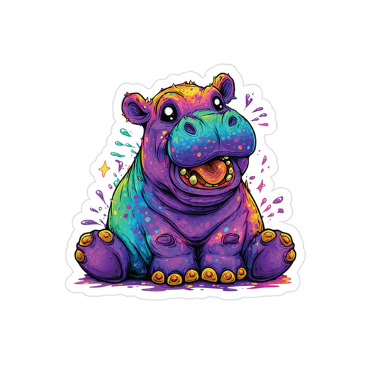 Joyful Baby Hippo Sticker 🦛🌈✨ Die-Cut