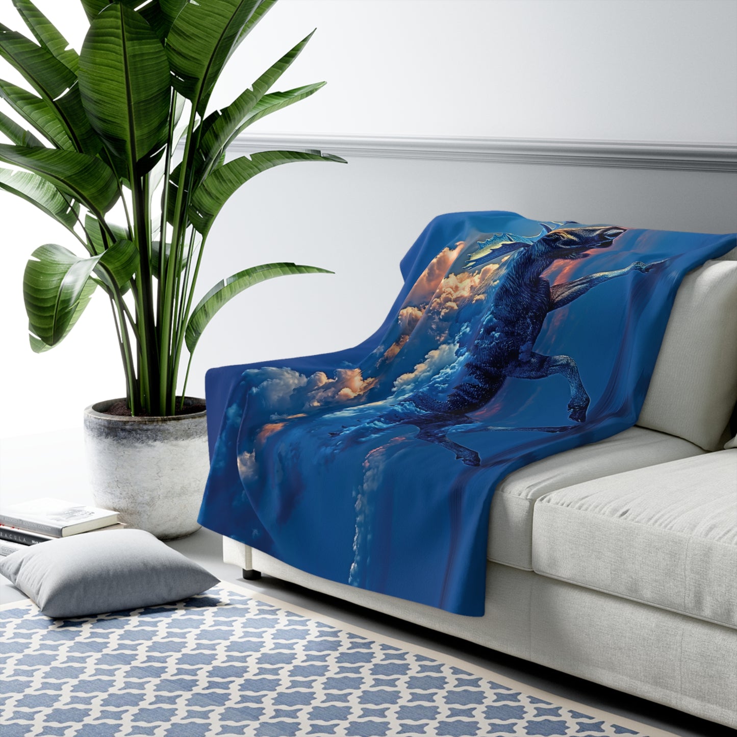 Tranquil Nature Sherpa Blanket – Surreal Sky Moose Crossing Lake