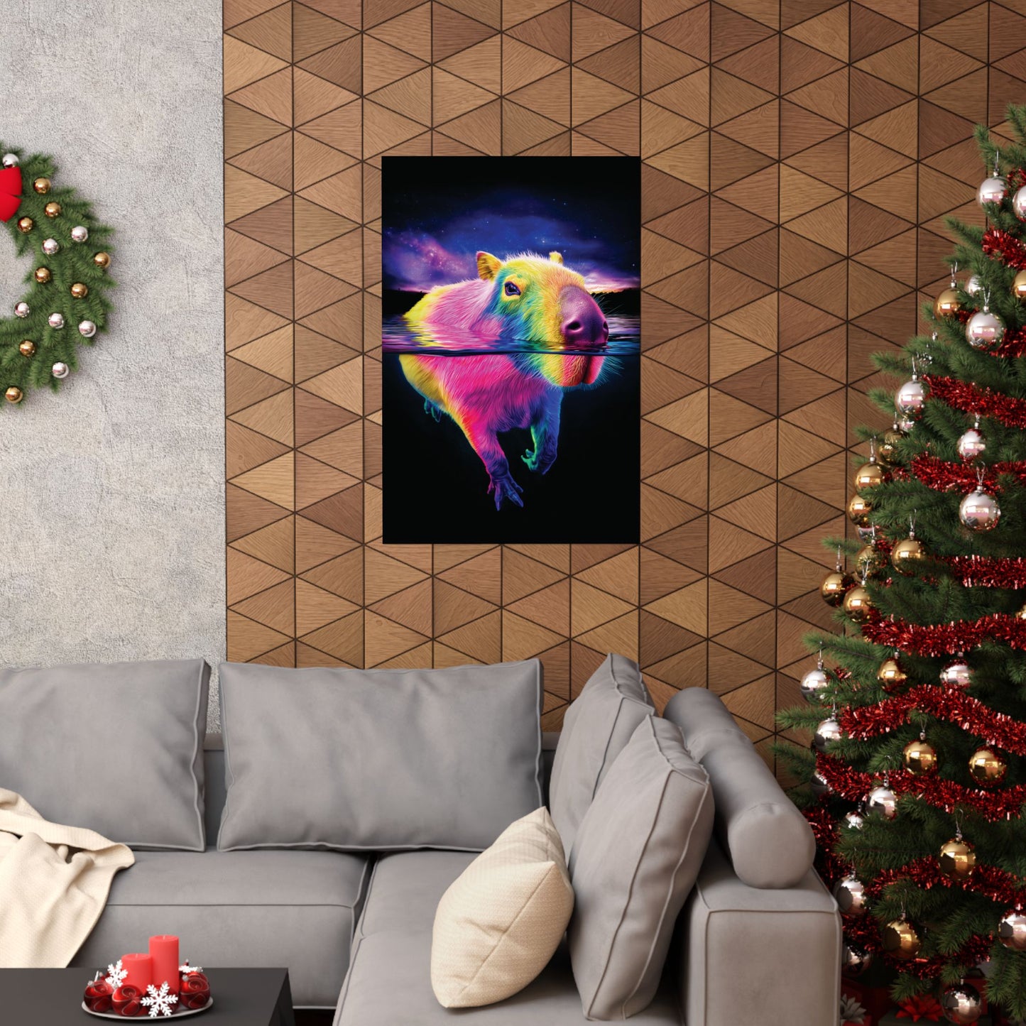 Trippy Rainbow Capybara Poster