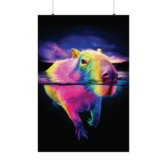 Trippy Rainbow Capybara Poster