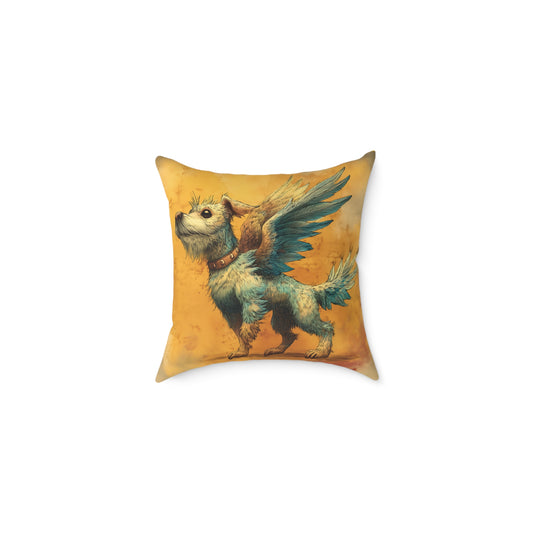 White Terrier with Angel Wings – Pet Loss Tribute - Memorial Pillow