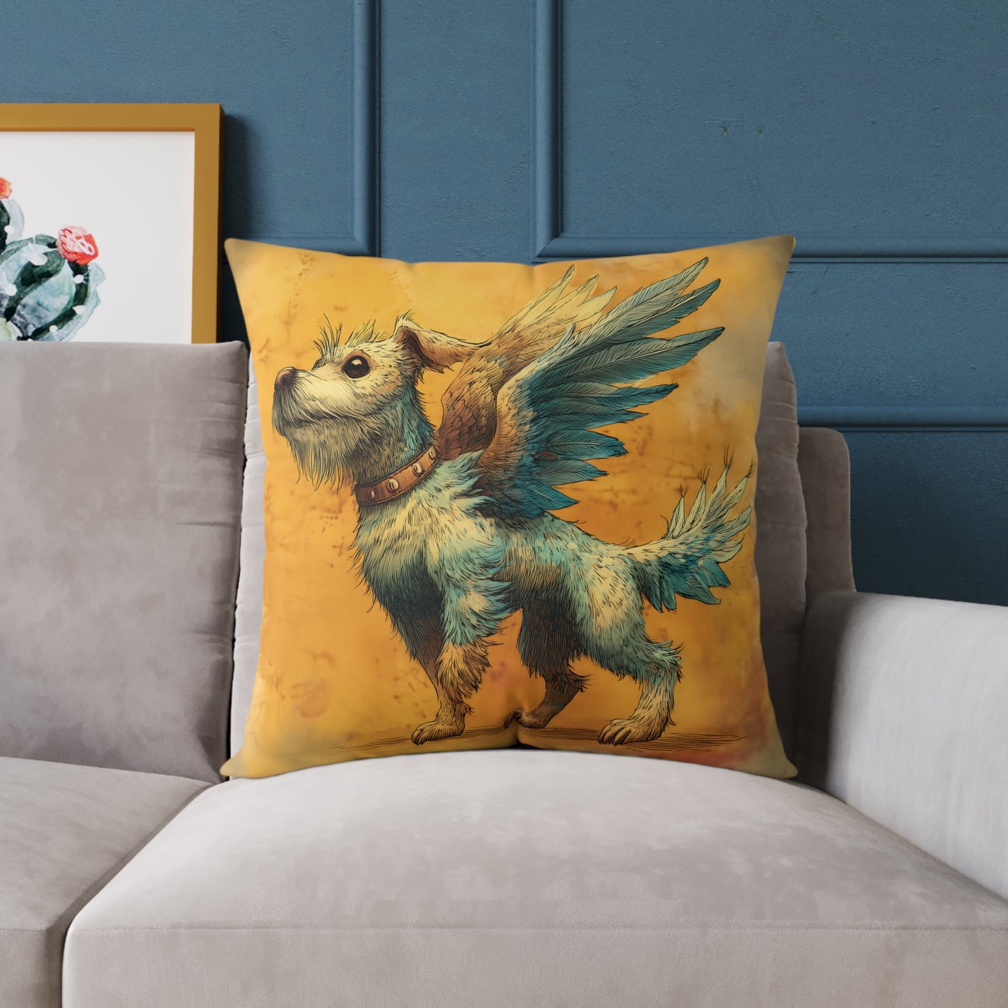 White Terrier with Angel Wings – Pet Loss Tribute - Memorial Pillow