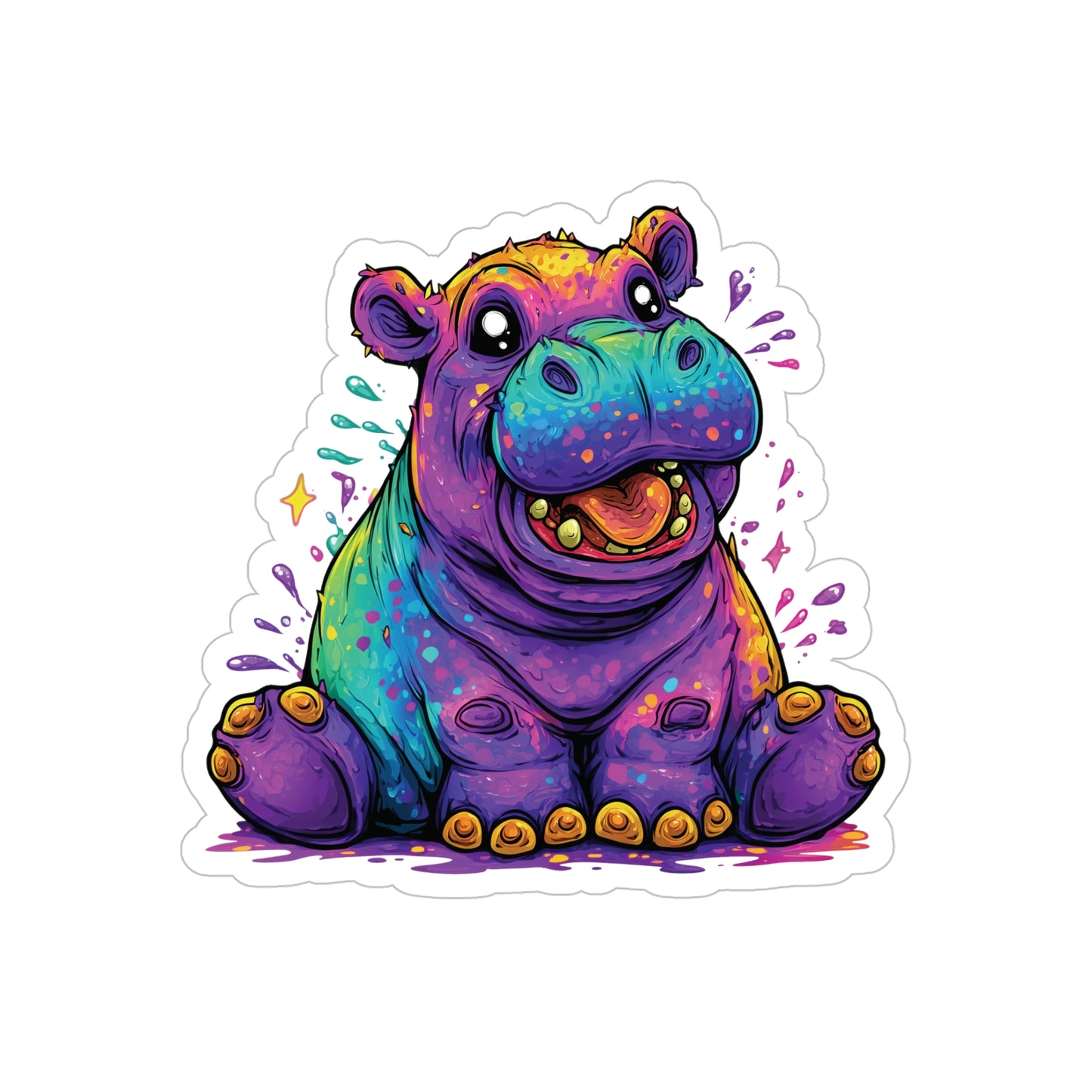 Joyful Baby Hippo Sticker 🦛🌈✨ Die-Cut