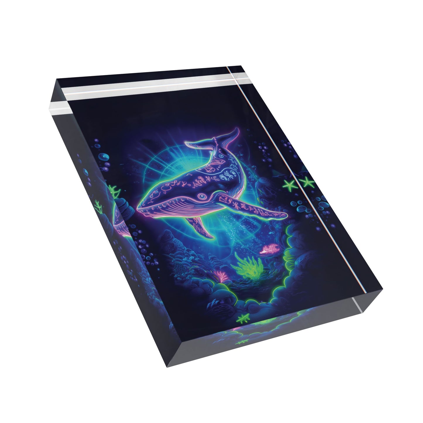 Neon Glowing Whale Photo Block