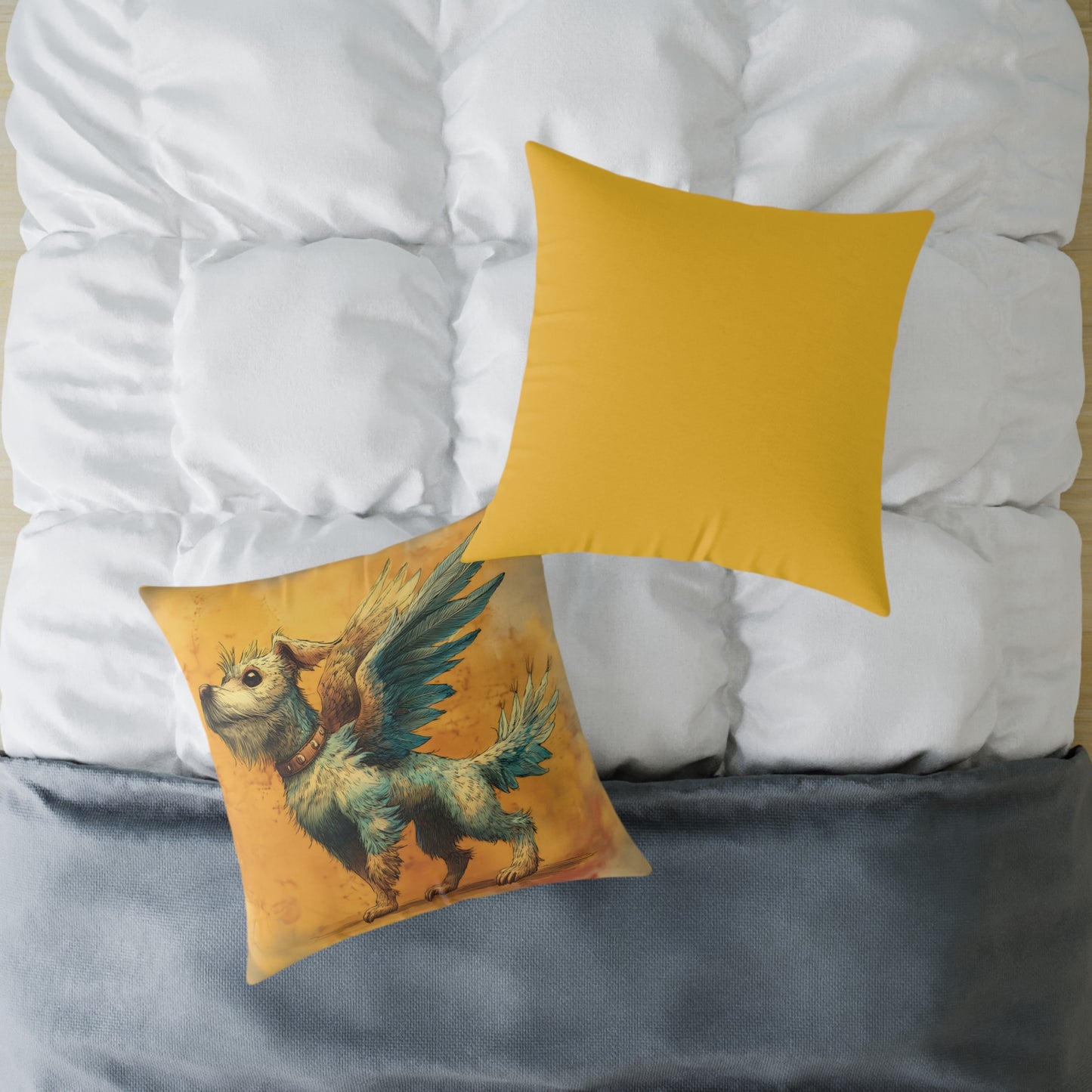 White Terrier with Angel Wings – Pet Loss Tribute - Memorial Pillow