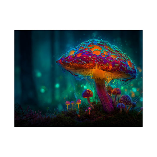 Stunning Luminous Mushroom Poster