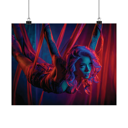 Elegant Shibari Art Print – Sensual Woman in Red Ribbons