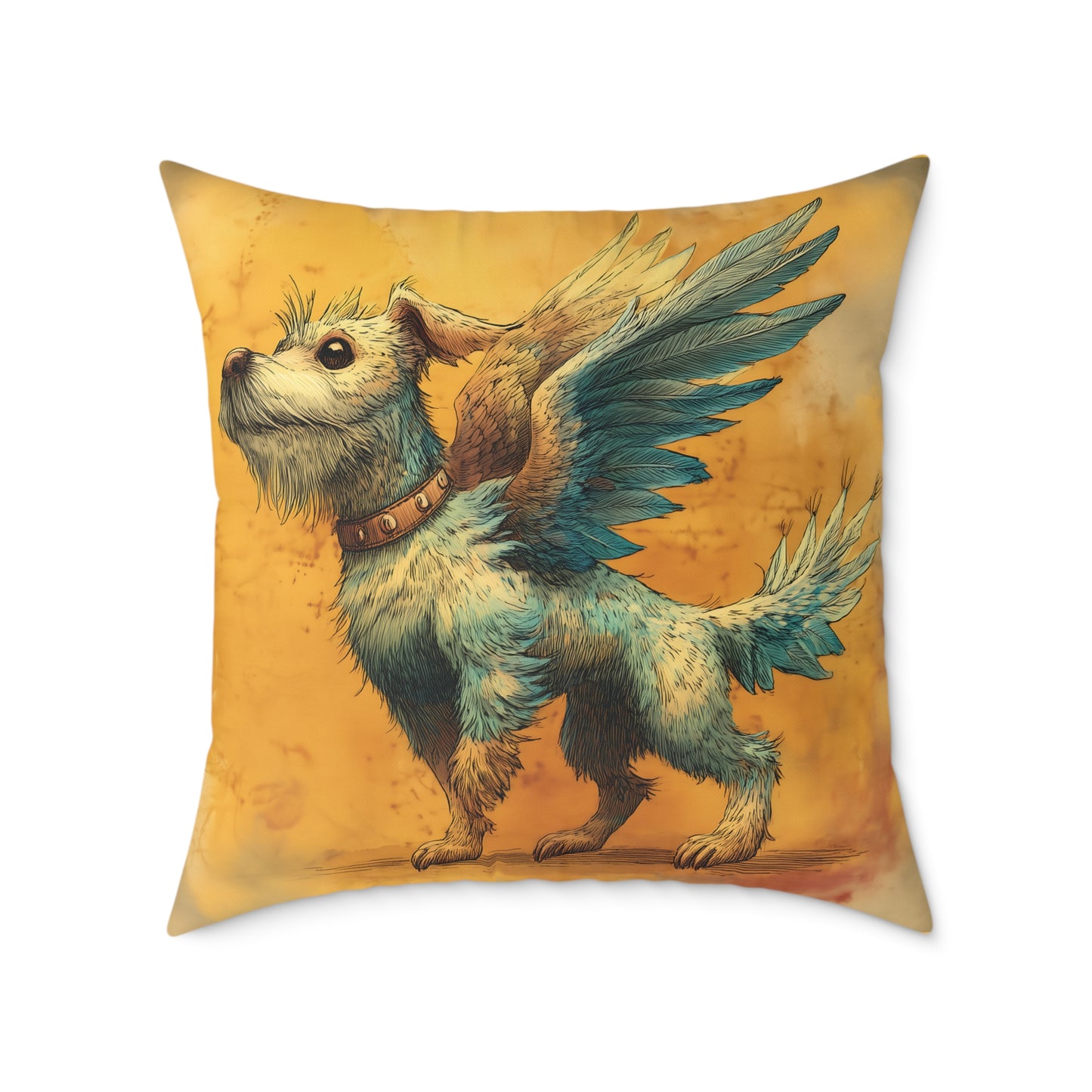 White Terrier with Angel Wings – Pet Loss Tribute - Memorial Pillow