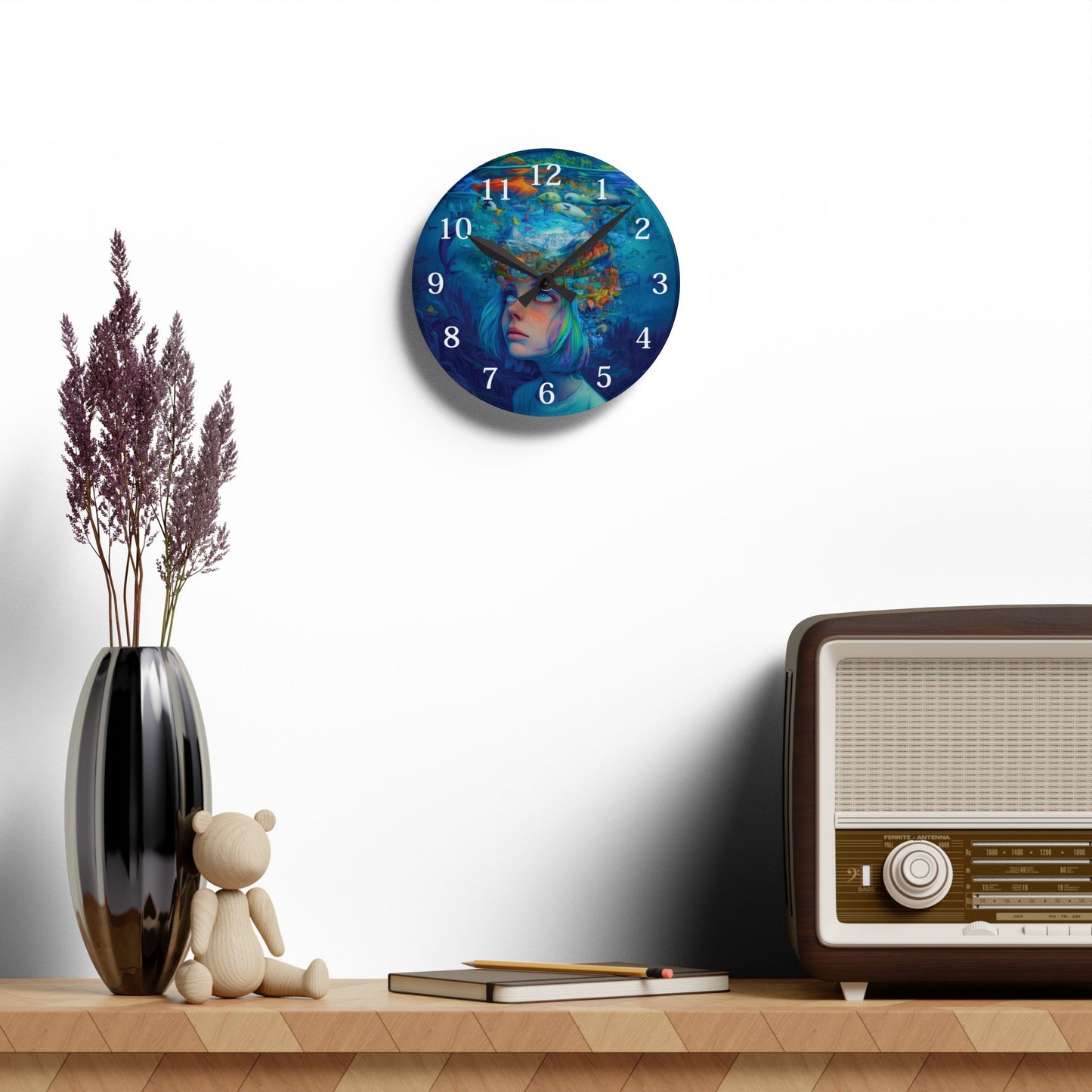 Ethereal Ocean Dreamer Wall Clock - Surreal Underwater Fantasy Art