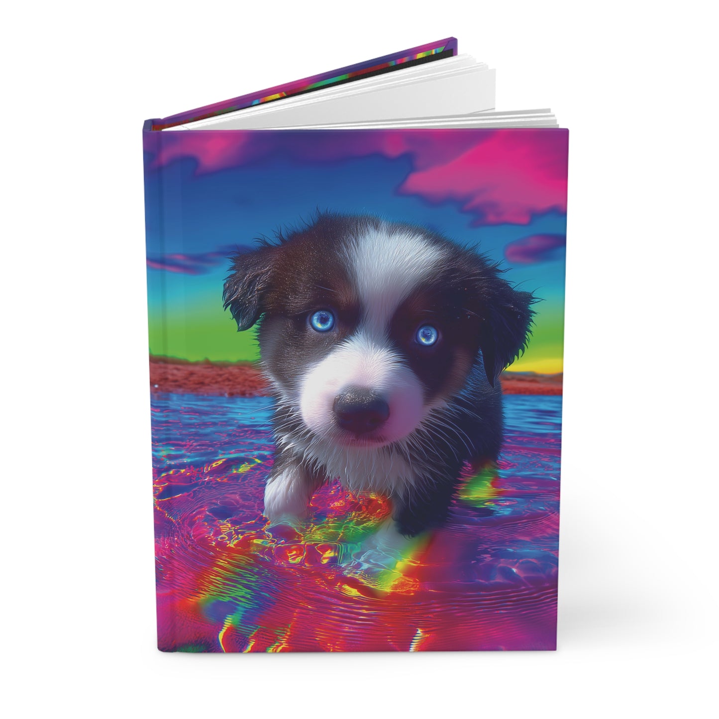 Adorable Puppy in the Sea Notebook – Magical Rainbow Tones, Blue Eyes, Cute Dog Journal
