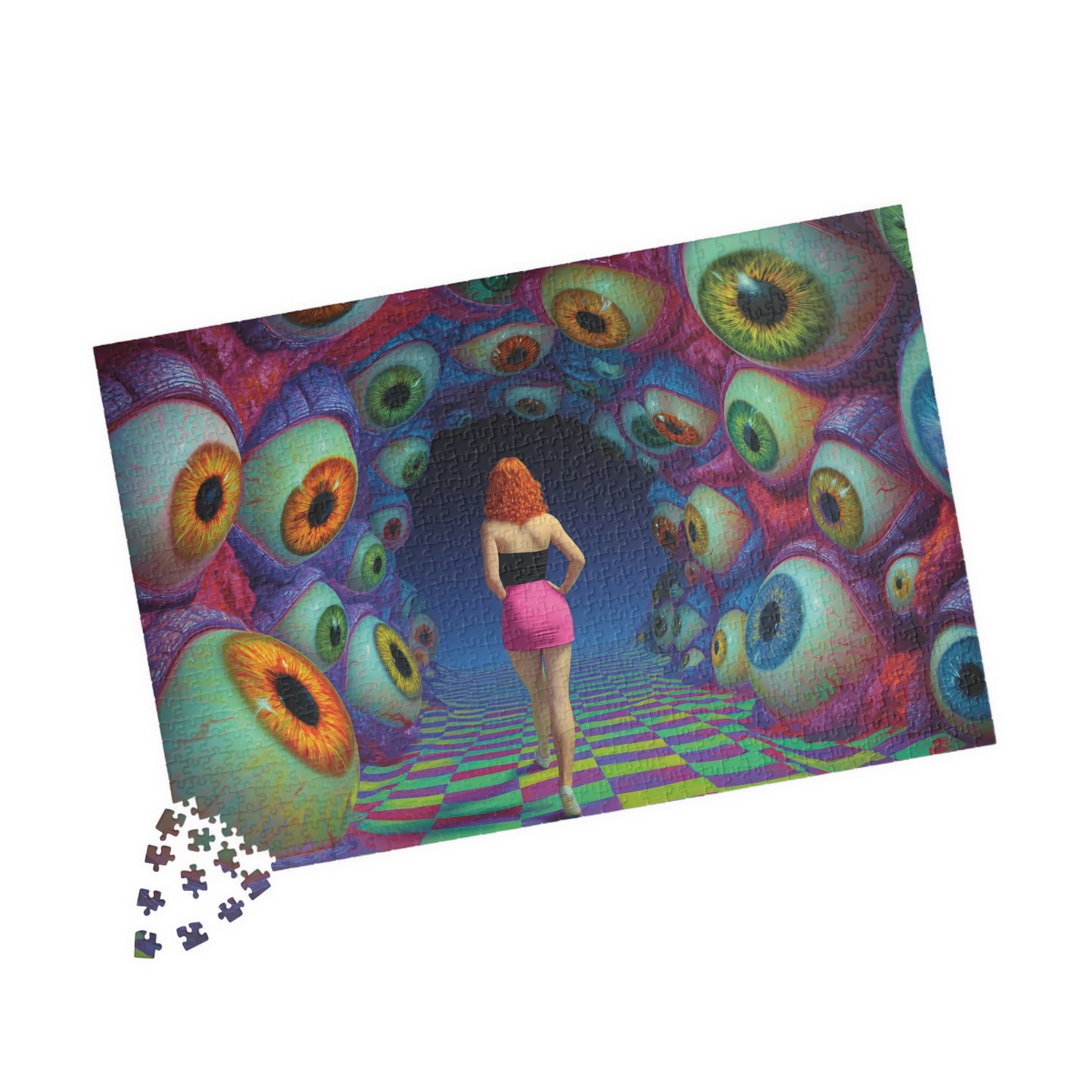 Surreal Eyescape Puzzle – Redheaded Muse in Trippy Hallway