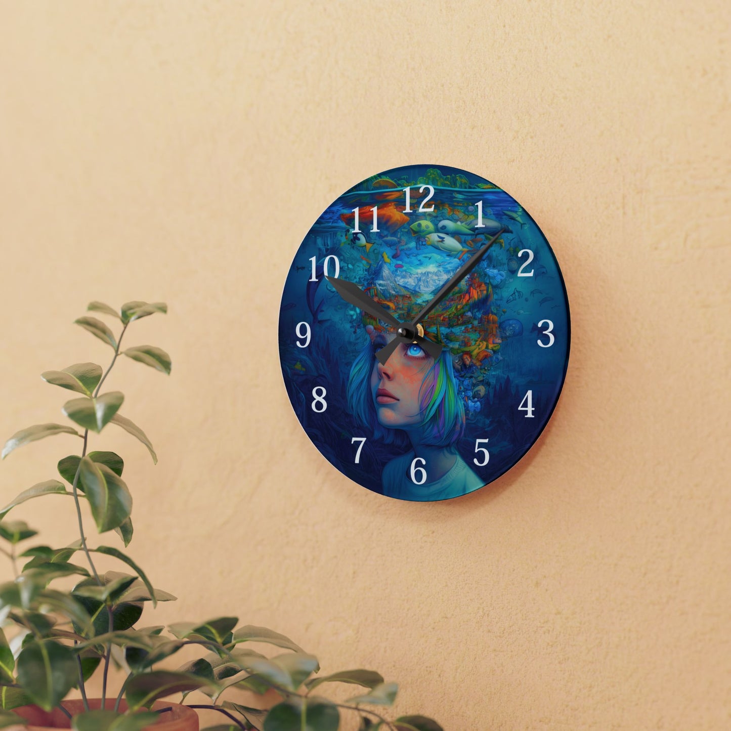 Ethereal Ocean Dreamer Wall Clock - Surreal Underwater Fantasy Art