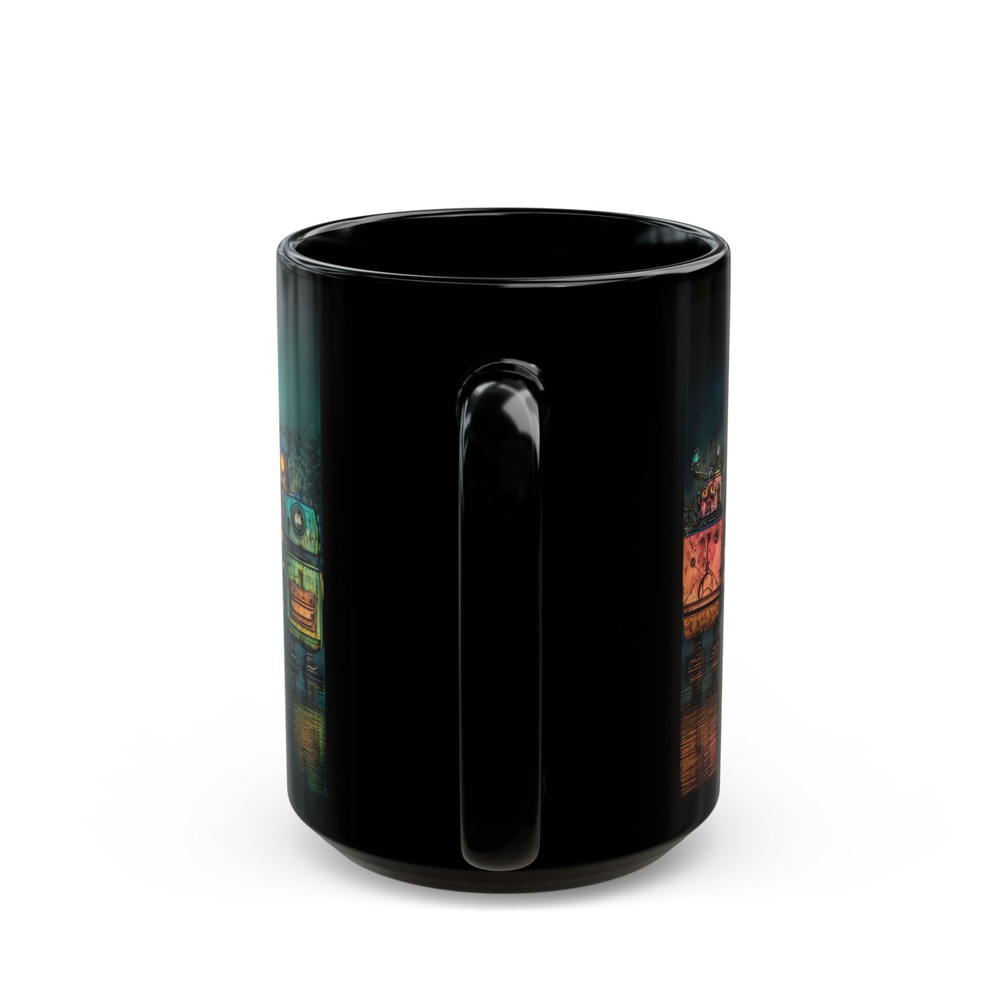 Cute Robot Coffee Mug – Stylized Illustration, Adorable Helper Robots Design