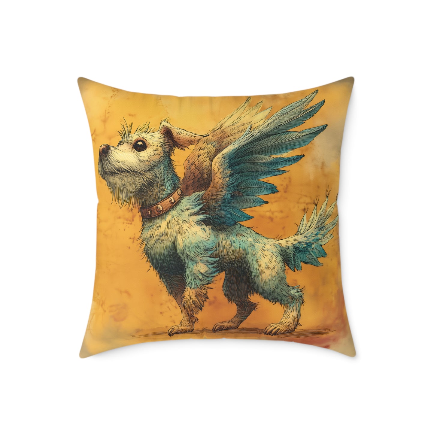 White Terrier with Angel Wings – Pet Loss Tribute - Memorial Pillow
