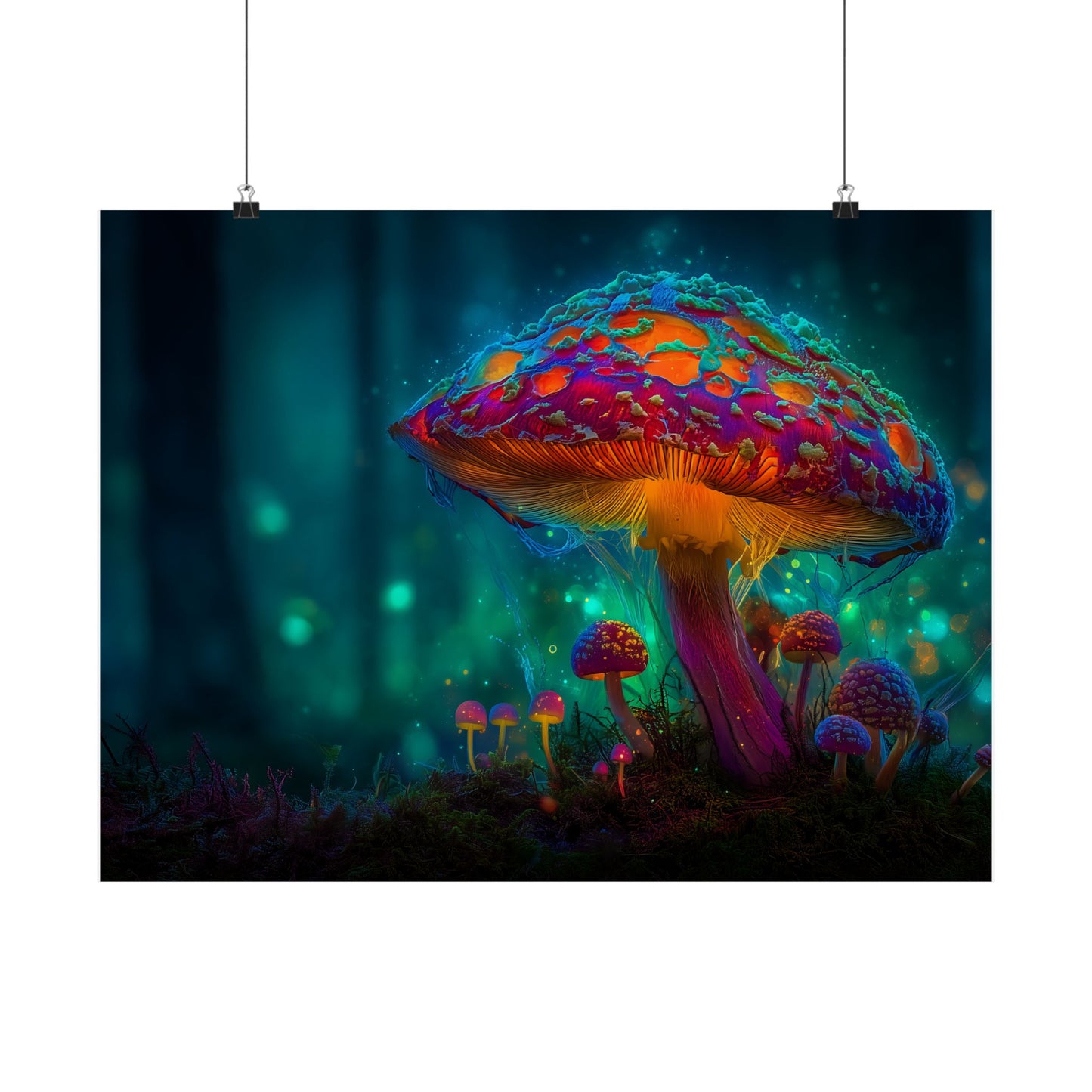Stunning Luminous Mushroom Poster