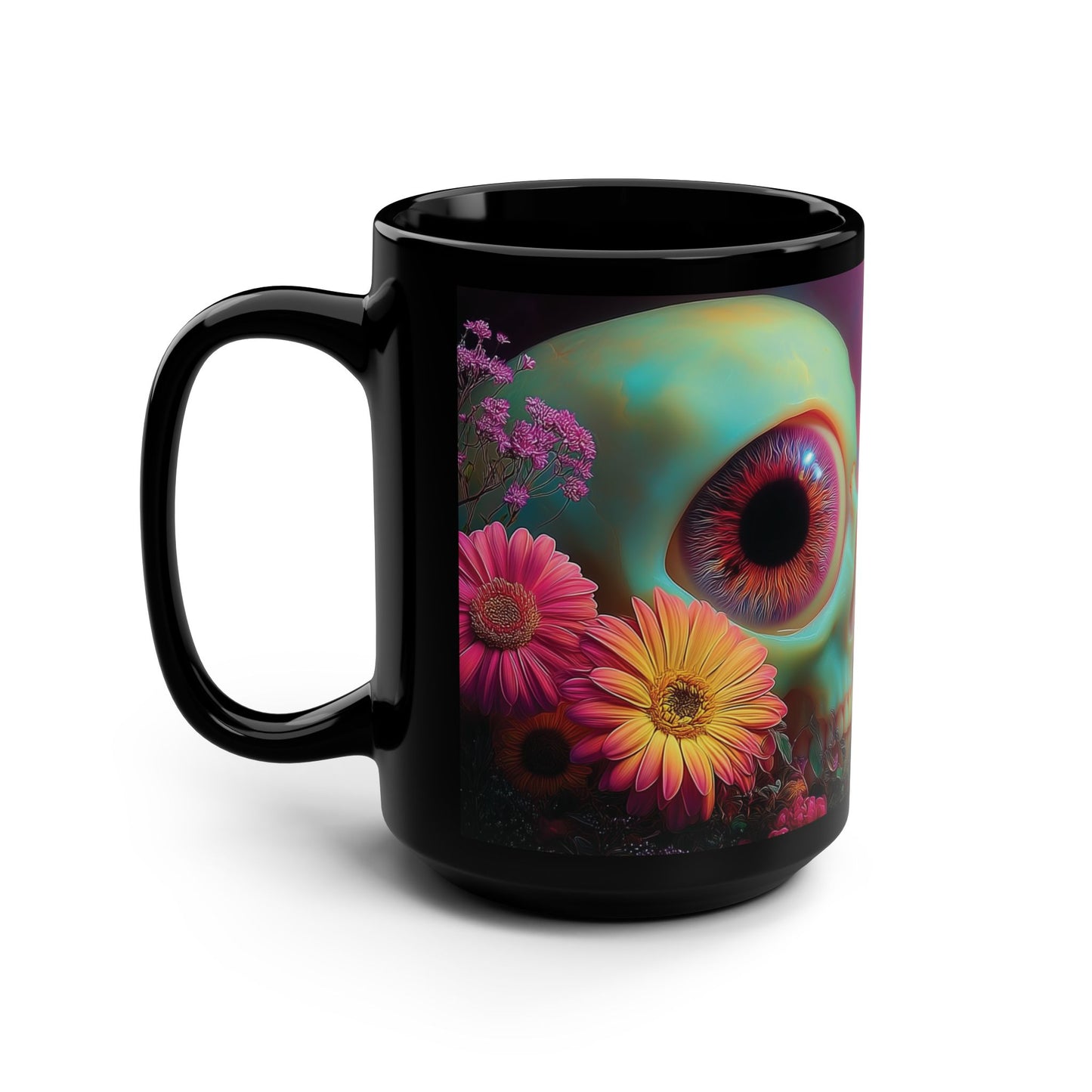 Trippy Skulls with Flowers Mug