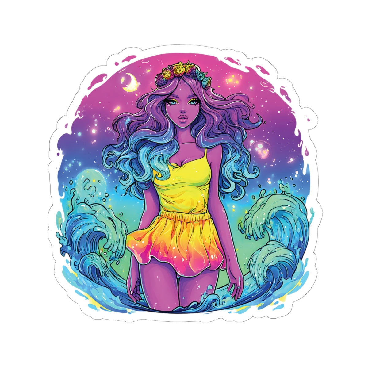 Aquarius Sticker – Colorful Water Bearer Zodiac Art
