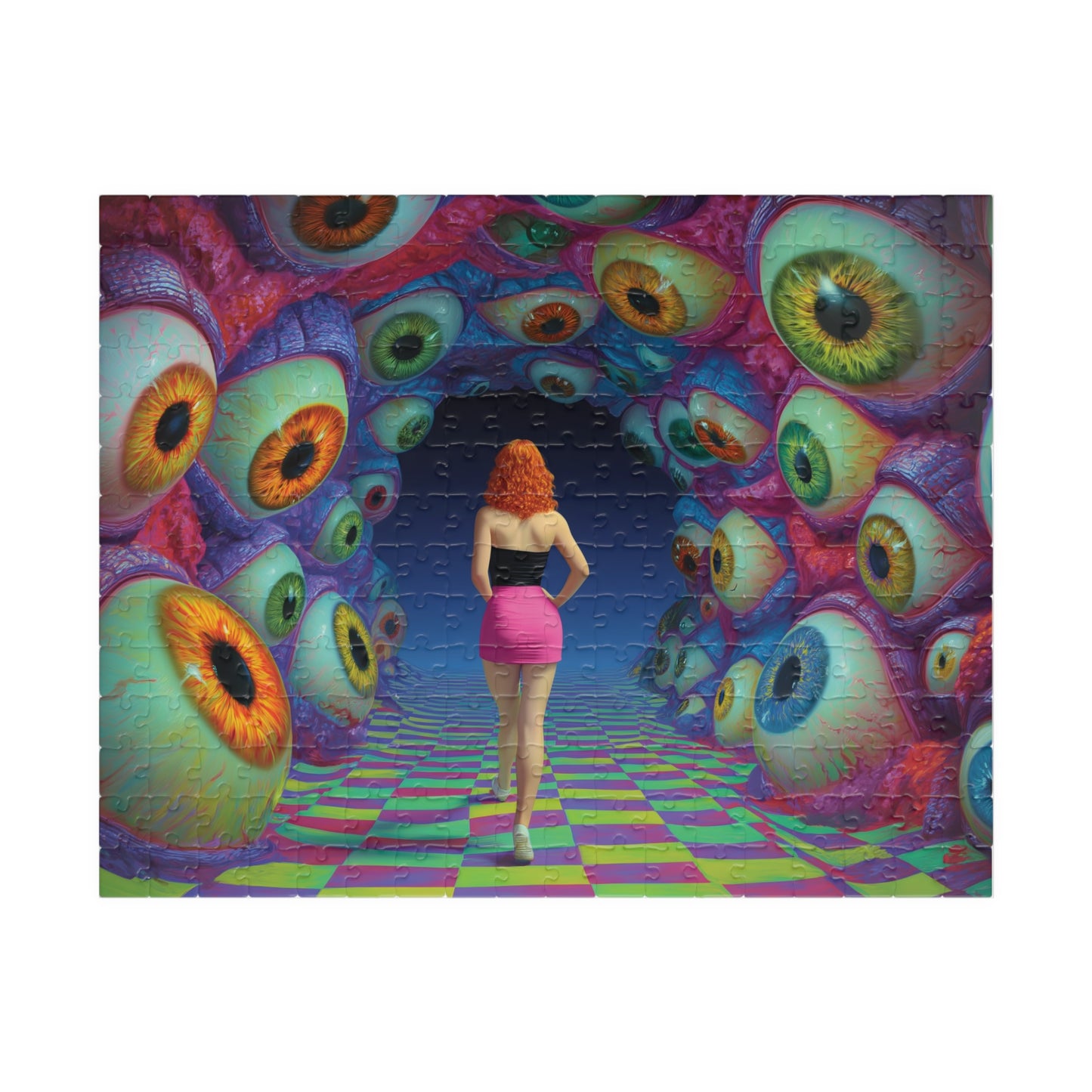 Surreal Eyescape Puzzle – Redheaded Muse in Trippy Hallway