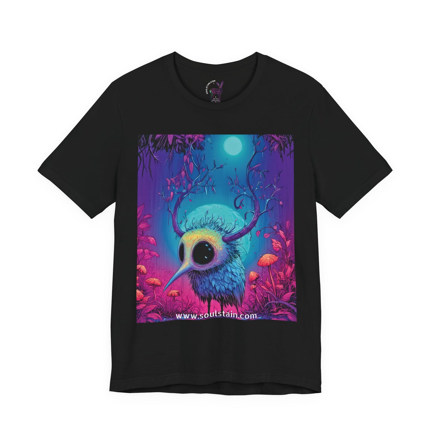 Mystical Emu Alien Forest Shirt – Surreal Vector Art Moonlight Tee