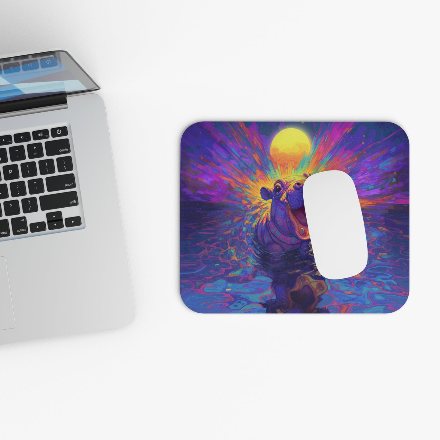 Adorable Hippo Splash Mouse Pad