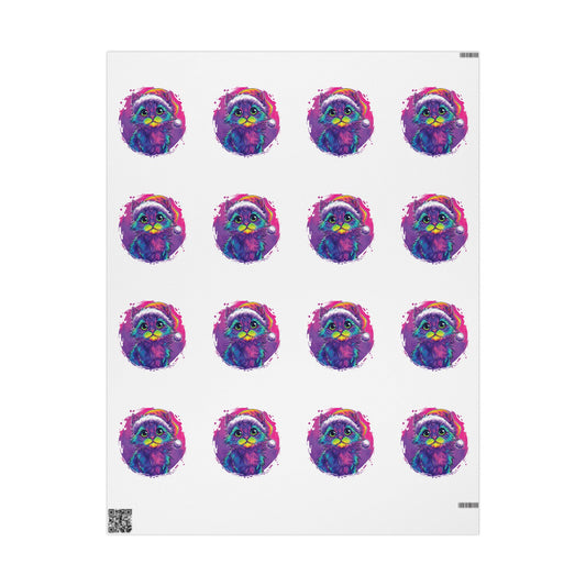 Christmas Wrapping Paper – Cute Kitten in Santa Hat, Colorful Holiday Gift Wrap