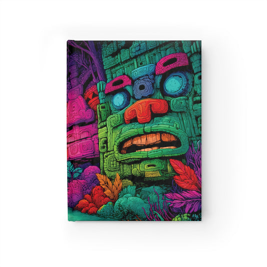 Psychedelic Mayan Jungle Hardbound Notebook – Totems & Carvings, Hyper-Detailed Vibrant Illustration