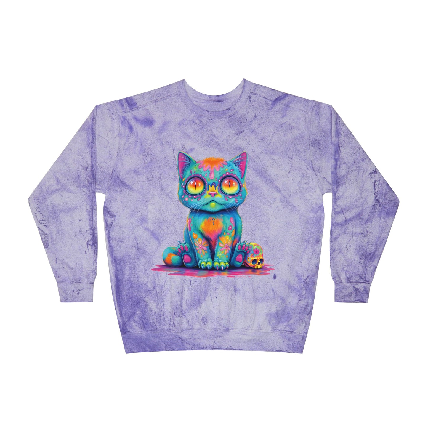 Zombie Cat Hoodie Tye Dye Sweatshirt for Cat Lovers, Unique Gift for Animal Enthusiasts, Perfect for Fall and Winter