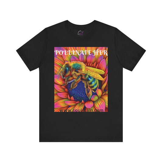 Pollinate Her Bee Couples Shirt Psychedelic Version – Matching Bee & Flower Tee