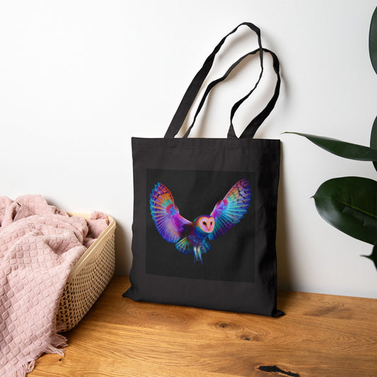 Trippy Owl Canvas Tote Bag, Eco-Friendly Shopping Bag