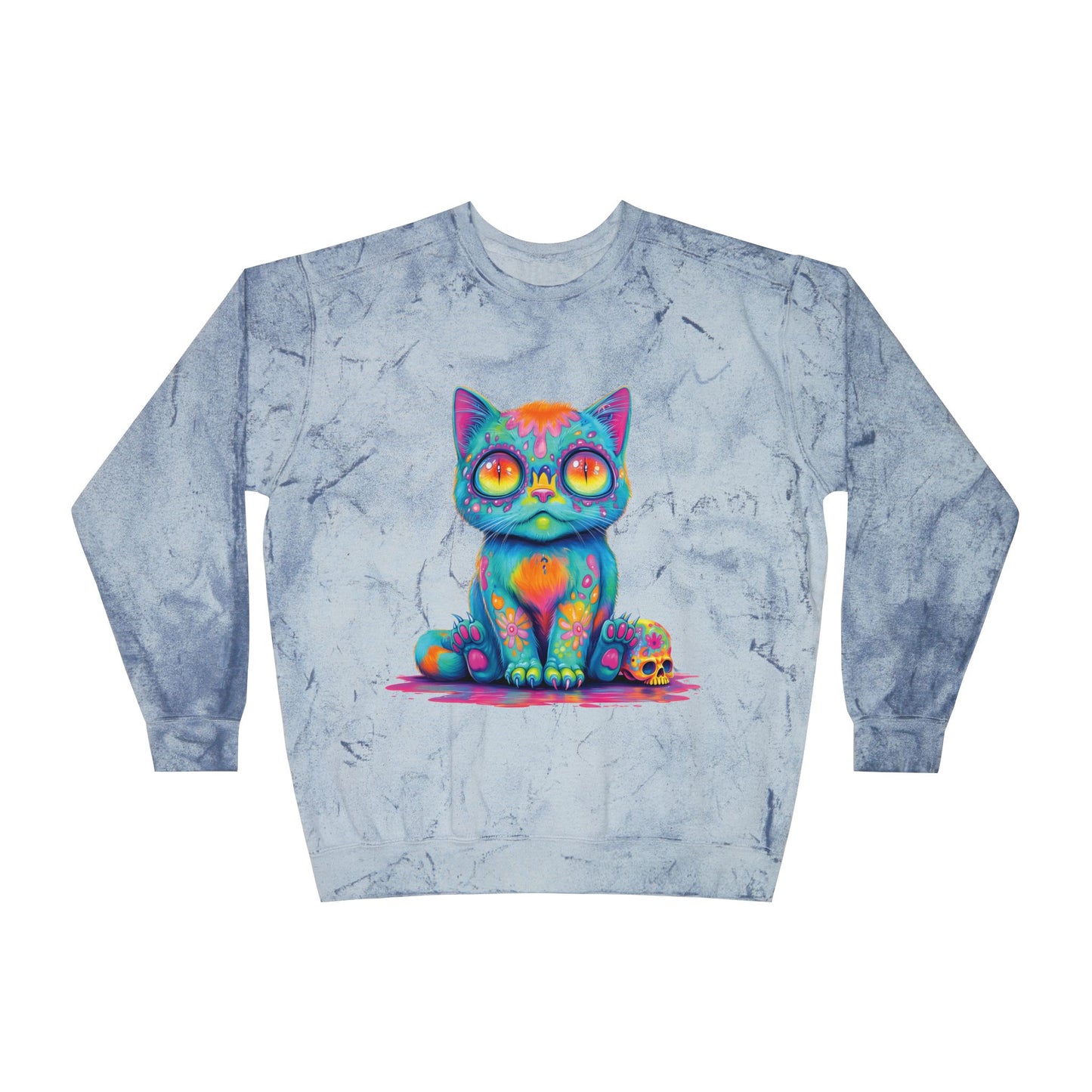 Zombie Cat Hoodie Tye Dye Sweatshirt for Cat Lovers, Unique Gift for Animal Enthusiasts, Perfect for Fall and Winter
