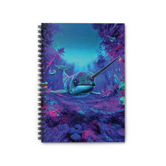 Trippy Narwhal Spiral Notebook – Mystic Purple